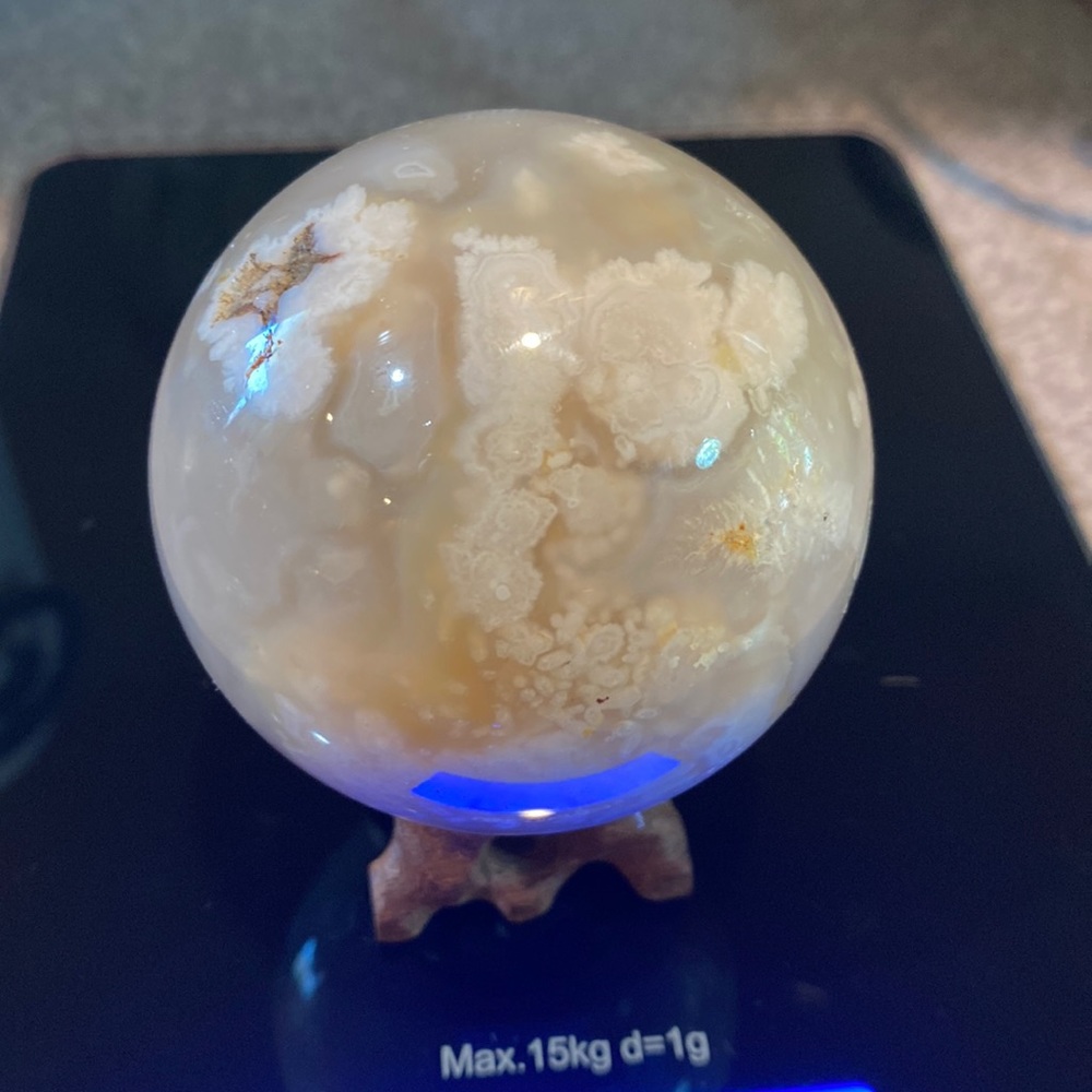 Flower agate sphere